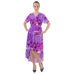 Dahlia Blossom Bloom Dahlias Fall Front Wrap High Low Dress by danenraven