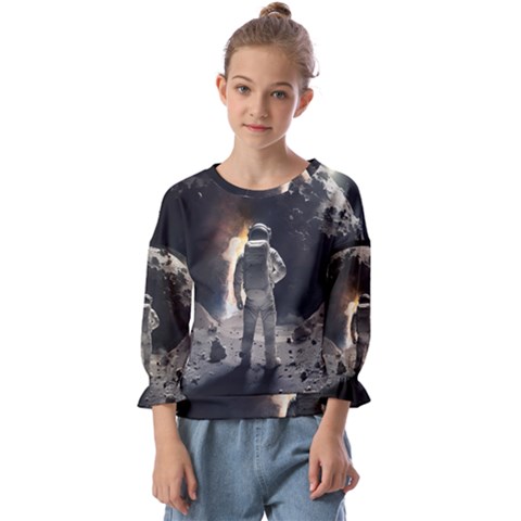 Astronaut Space Walk Kids  Cuff Sleeve Top by danenraven