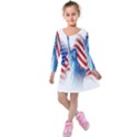 Statue Of Liberty And Usa Flag Art Kids  Long Sleeve Velvet Dress View1