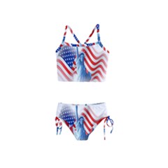 Statue Of Liberty And Usa Flag Art Girls  Tankini Swimsuit by danenraven