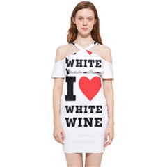 I Love White Wine Shoulder Frill Bodycon Summer Dress by ilovewhateva
