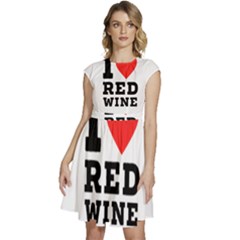 I Love Red Wine Cap Sleeve High Waist Dress by ilovewhateva