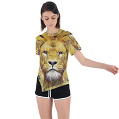 Lion Lioness Wildlife Hunter Asymmetrical Short Sleeve Sports Tee by Mog4mog4