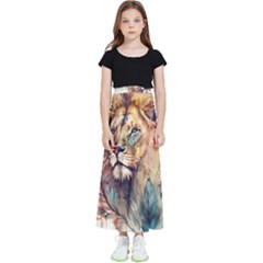 Lion Africa African Art Kids  Flared Maxi Skirt by Mog4mog4