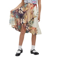 Lion Africa African Art Kids  Ruffle Flared Wrap Midi Skirt by Mog4mog4