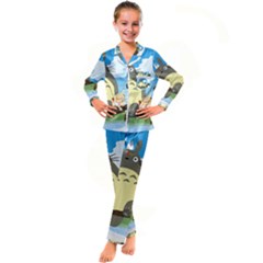 My Neighbor Totoro Totoro Kids  Satin Long Sleeve Pajamas Set by Mog4mog4