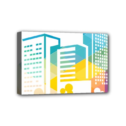 Silhouette Cityscape Building Icon Color City Mini Canvas 6  X 4  (stretched) by Mog4mog4