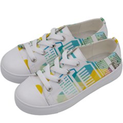 Silhouette Cityscape Building Icon Color City Kids  Low Top Canvas Sneakers by Mog4mog4