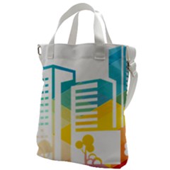 Silhouette Cityscape Building Icon Color City Canvas Messenger Bag by Mog4mog4