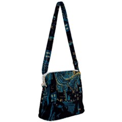 Hogwarts Castle Van Gogh Zipper Messenger Bag by Mog4mog4