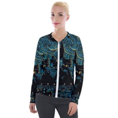 Hogwarts Castle Van Gogh Velvet Zip Up Jacket by Mog4mog4