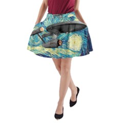 Star Starship The Starry Night Van Gogh A-line Pocket Skirt by Mog4mog4