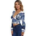 Vincent Van Gogh Starry Night Art Painting Planet Galaxy Long Sleeve Deep-V Velour Top View2
