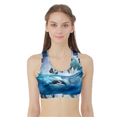 Orca Wave Water Underwater Sports Bra With Border by Mog4mog4