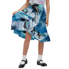 Orca Wave Water Underwater Kids  Ruffle Flared Wrap Midi Skirt by Mog4mog4