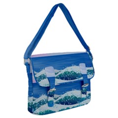 Illustration Landscape Sea Ocean Waves Beach Blue Buckle Messenger Bag by Mog4mog4