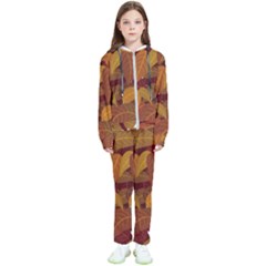 Watercolor Leaves Leaf Orange Kids  Tracksuit by Bakwanart