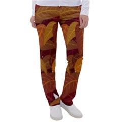 Watercolor Leaves Leaf Orange Women s Casual Pants by Bakwanart