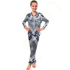 Black And White Modern Texture Seamless Print Fabric Pattern Kids  Satin Long Sleeve Pajamas Set by Bakwanart