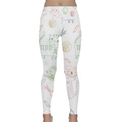 Cats And Food Doodle Seamless Pattern Lightweight Velour Classic Yoga Leggings by Bakwanart