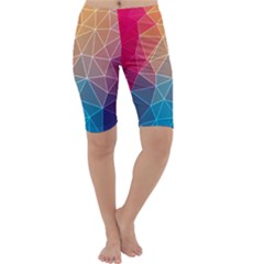 Multicolored Geometric Origami Idea Pattern Cropped Leggings  by Bakwanart