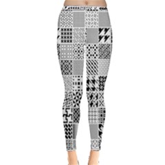 Black And White Geometric Patterns Inside Out Leggings by Bakwanart