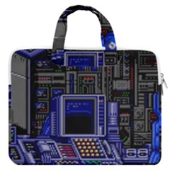 Blue Computer Monitor With Chair Game Digital Wallpaper, Digital Art Macbook Pro 13  Double Pocket Laptop Bag by Bakwanart