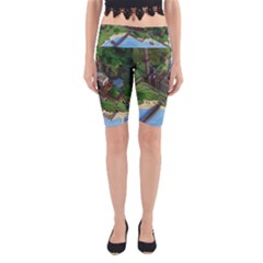 Green Village Miniature Technology Yoga Cropped Leggings by Bakwanart