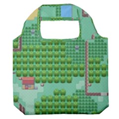 Green Retro Games Pattern Premium Foldable Grocery Recycle Bag by Bakwanart