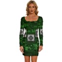 Technology Computer Chip Electronics Industry Circuit Board Long Sleeve Square Neck Bodycon Velvet Dress View1