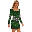 Technology Computer Chip Electronics Industry Circuit Board Long Sleeve Square Neck Bodycon Velvet Dress View3