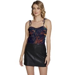 Abstract Colorful Circuit Flowy Camisole Tie Up Top by Bakwanart