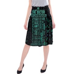 Tardis Doctor Who Technology Number Communication Midi Beach Skirt by Bakwanart