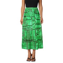 Green Circuit Board Computer Classic Midi Chiffon Skirt by Bakwanart