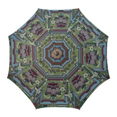 Arcade Game Retro Pattern Golf Umbrellas by Bakwanart