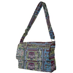 Arcade Game Retro Pattern Full Print Messenger Bag (l) by Bakwanart