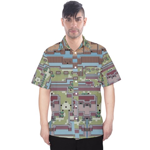 Arcade Game Retro Pattern Men s Hawaii Shirt by Bakwanart