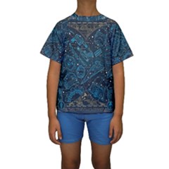 Position Of The Constellations Illustration Star Blue Kids  Short Sleeve Swimwear by Bakwanart