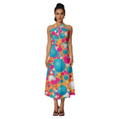 Circles Art Seamless Repeat Bright Colors Colorful Sleeveless Cross Front Cocktail Midi Chiffon Dress by 99art