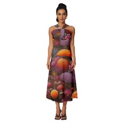 Flowers Blossoms Petals Blooms Sleeveless Cross Front Cocktail Midi Chiffon Dress by 99art