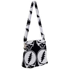 Black And White Deadhead Grateful Dead Steal Your Face Pattern Zipper Messenger Bag by 99art