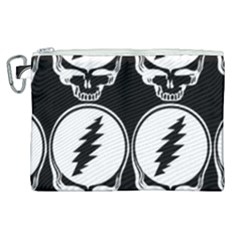 Black And White Deadhead Grateful Dead Steal Your Face Pattern Canvas Cosmetic Bag (xl) by 99art