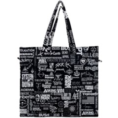 Music Pattern Black White Canvas Travel Bag by 99art