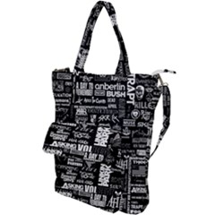 Music Pattern Black White Shoulder Tote Bag by 99art