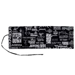 Music Pattern Black White Roll Up Canvas Pencil Holder (m) by 99art