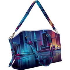 Digital Art Artwork Illustration Vector Buiding City Canvas Crossbody Bag by 99art