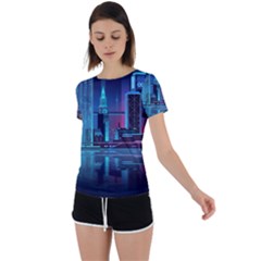 Digital Art Artwork Illustration Vector Buiding City Back Circle Cutout Sports Tee by 99art