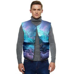 Abstract Graphics Nebula Psychedelic Space Men s Short Button Up Puffer Vest	 by 99art