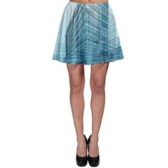 Architecture Blue Drawing Engineering City Modern Building Exterior Skater Skirt by 99art