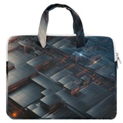 Architectural Design Abstract 3d Neon Glow Industry Macbook Pro 16  Double Pocket Laptop Bag  by 99art